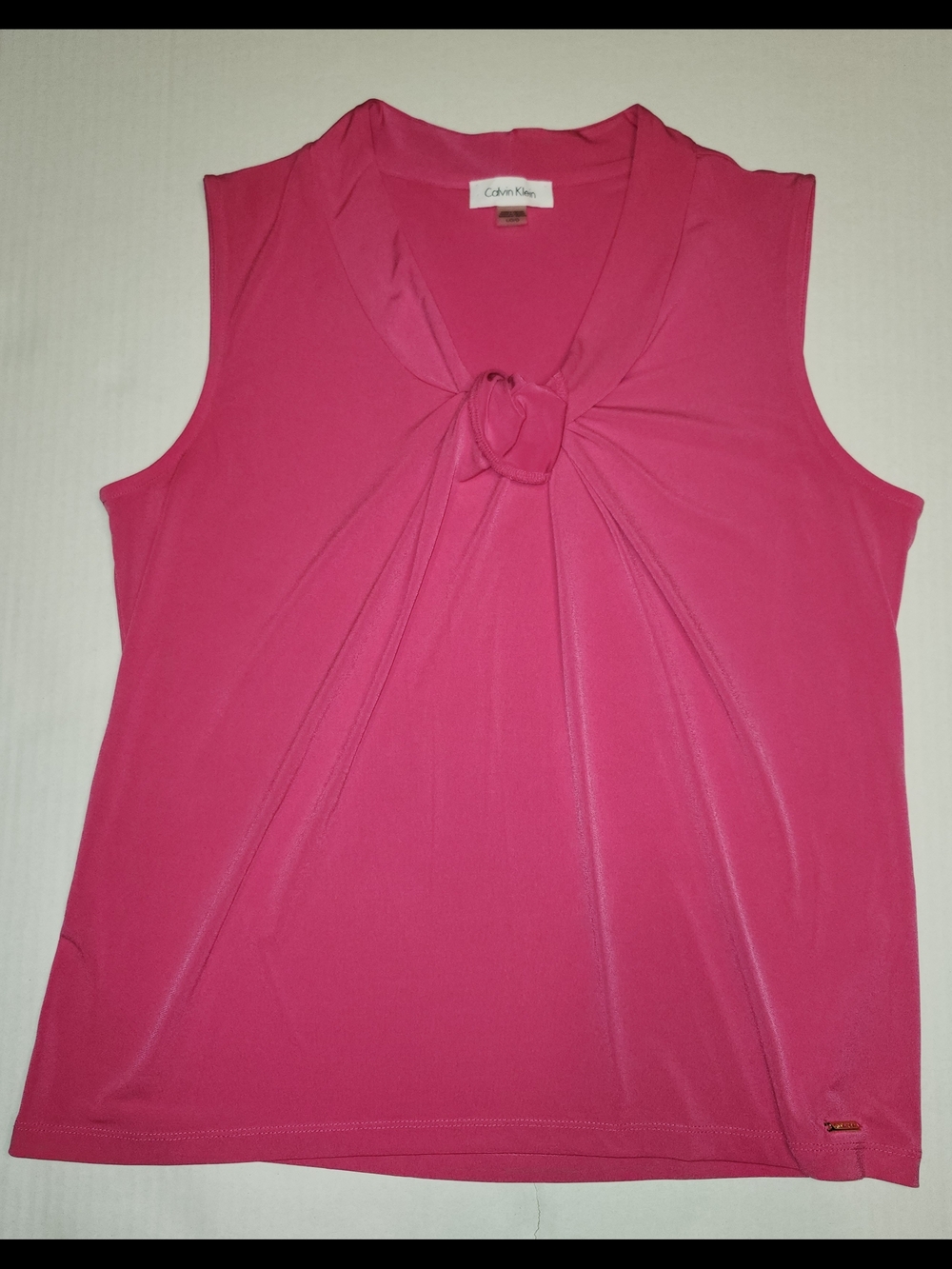 Calvin Klein Pink Sleeveless Tie-Neck Women's Top